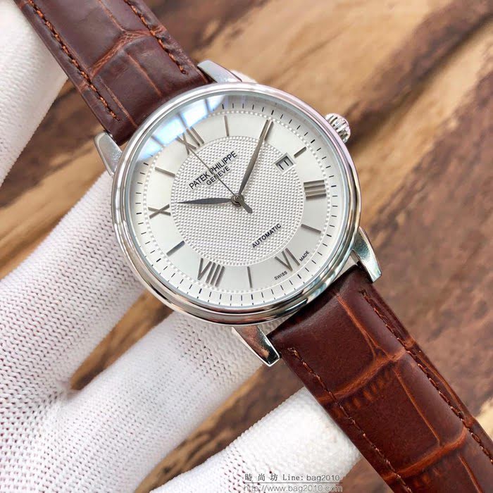 百達翡麗PATEK PHILPPE 全自動機械機芯 316L精鋼表殼 真皮錶帶 男士腕表  wssb3811